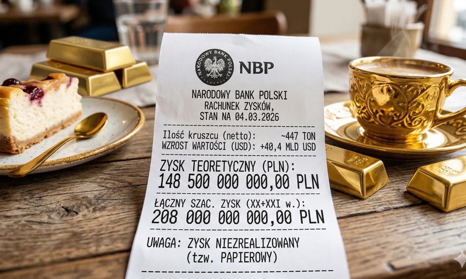 Złoty interes NBP: policzyliśmy, ile Polska „zarobiła” na rajdzie cen metalu. Czy kwota wystarczy na SAFE 0 proc.?