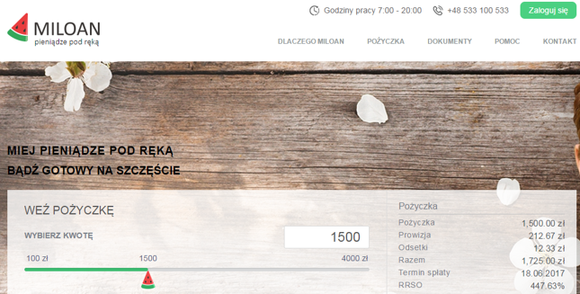 Pożyczka w Miloan – jakie warunki?