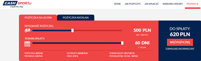 Pożyczka w CashSport – jakie warunki?