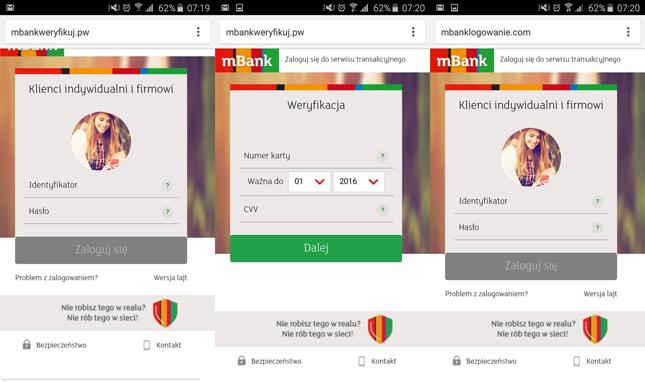 Podrobione strony serwisu internetowego mBank