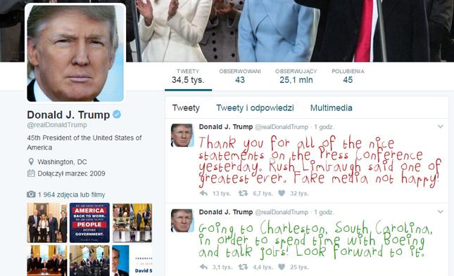„Make Trump Tweets Eight Again” podmienia czcionkę w tweetach prezydenta USA na dziecięce pismo
