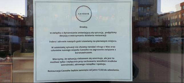 Ogłoszenie o zamknięciu jednej z wrocławskich restauracji