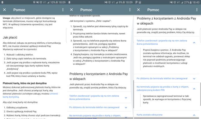 W plikach pomocy Android Pay nie ma wzmianki o "dwóch zbliżeniach"