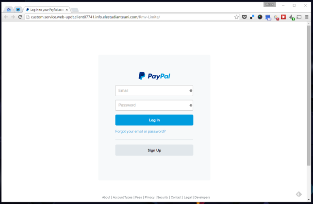 Podrobiony serwis PayPal