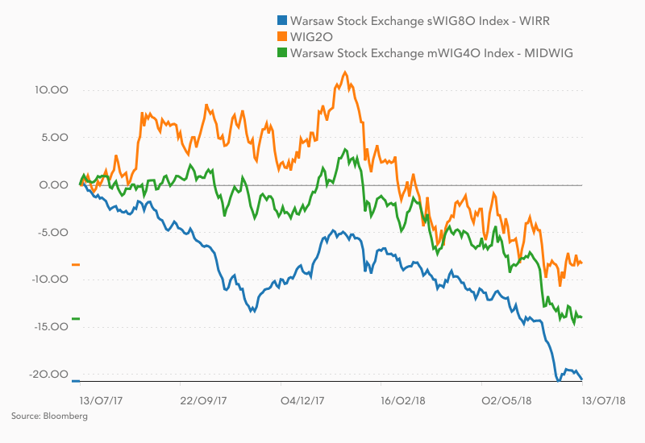   In the last 12 months, sWIG80 has lost the largest number of major WSE indices. 