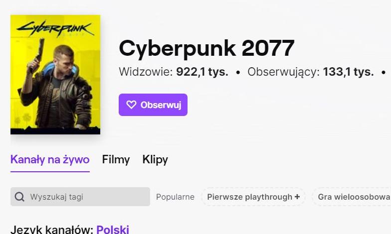 Ponad 900 tys. osób ogląda transmisje "Cyberpunk 2077" na Twitch