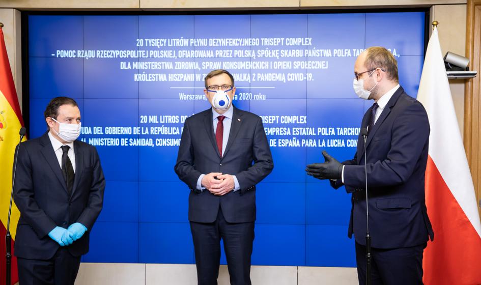 Polska wyśle do Hiszpanii 20 tys. litrów płynu do dezynfekcji