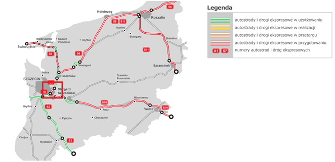 Drogi w woj. zachodniopomorskim Drogi w woj. zachodniopomorskim