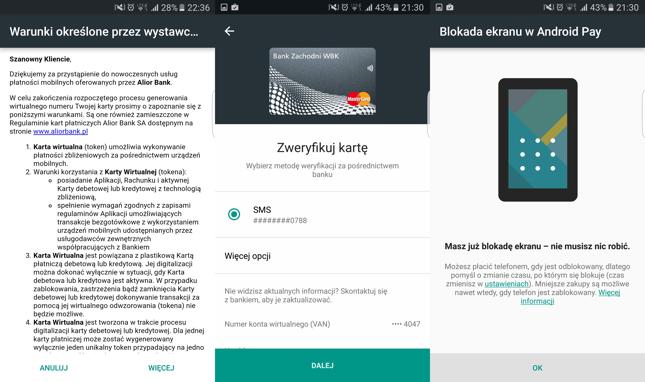 Weryfikacja karty dodawanej do Android Pay