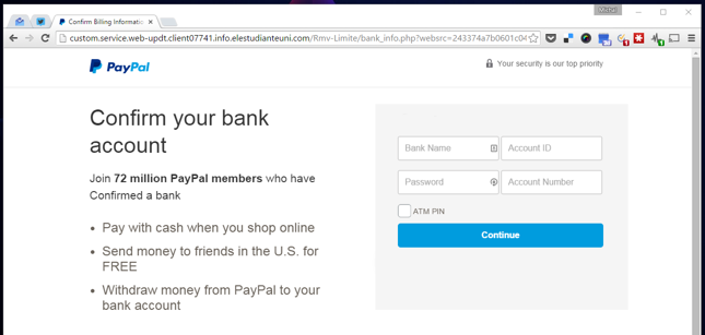 Podrobiony serwis PayPal