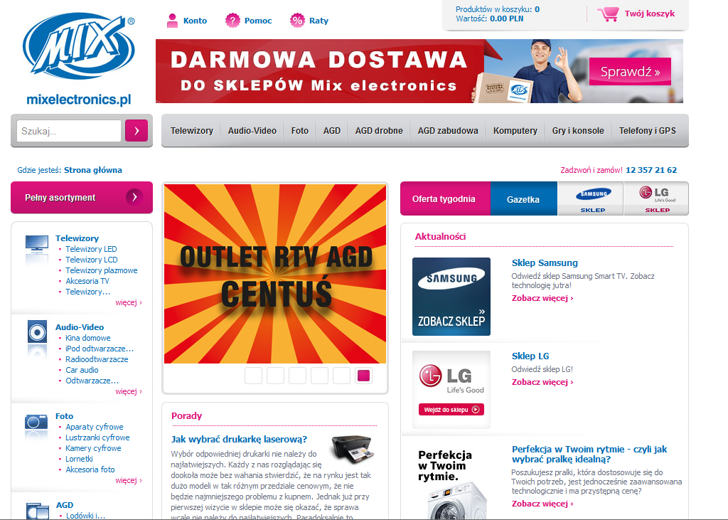 Strona WWW sklepu mixelectronics.pl