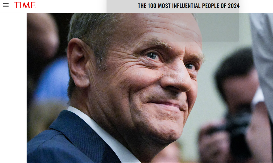 Donald Tusk wśród setki najbardziej wpływowych osób roku magazynu &quot;Time&quot;