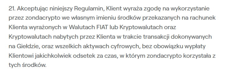 Zondacrypto: Analiza regulaminu &ndash; jak giełda zarządza Twoimi pieniędzmi 13