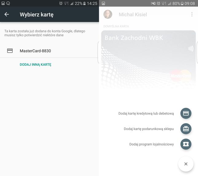 Dodawanie karty do Android Pay