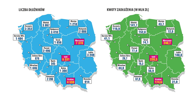 Źródło: Raport - dłużnik alimentacyjny BIG InfoMonitor, maj 2017 r.