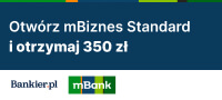 Otwórz konto firmowe mBiznes Standard w mBanku wraz z kartą firmową np. Mastercard i zyskaj 350 zł premii