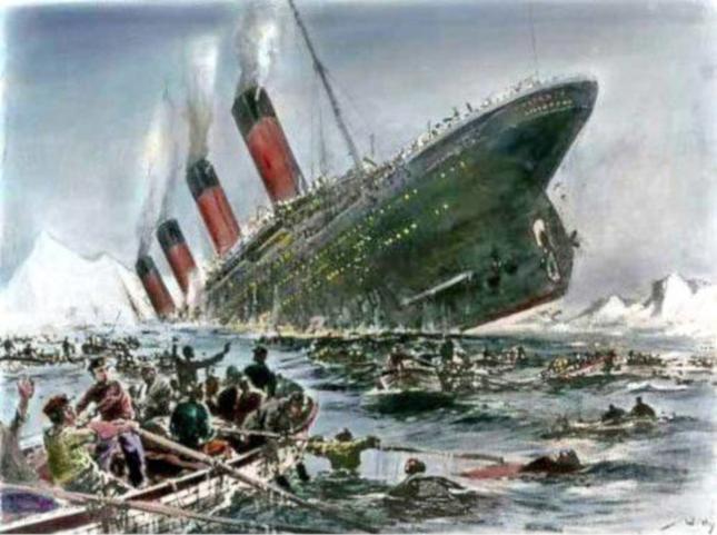 Pocztówka przedstawiająca tragedię Titanica autorstwa niemieckiego artysty Willy'ego Stoewera