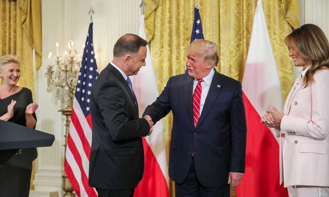 Donald Trump podczas wizyty w Polsce
