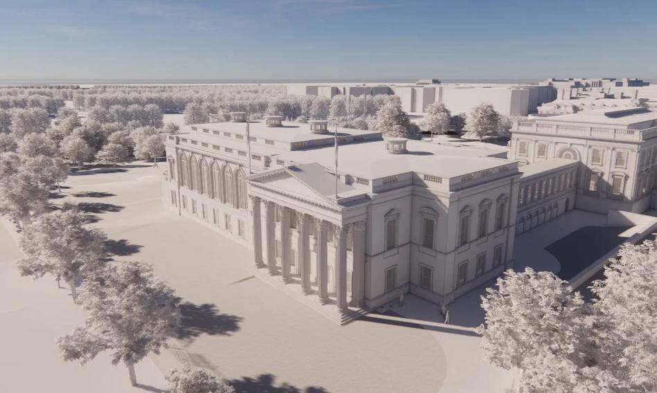 The fresh  designer of the giant ballroom. The erstwhile   office was "too small"