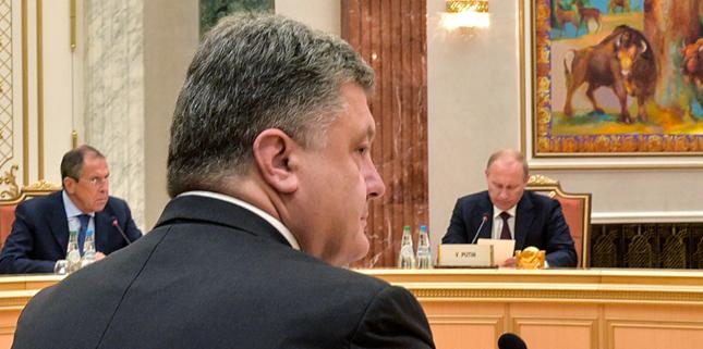 Siergiej Ławrow, Petro Poroszenko i Władimir Putin