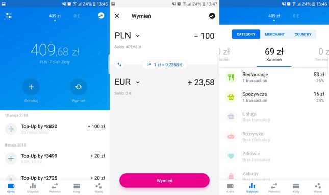 Aplikacja mobilna ma prosty, czytelny interfejs. Wydatki są automatycznie dzielone na kategorie