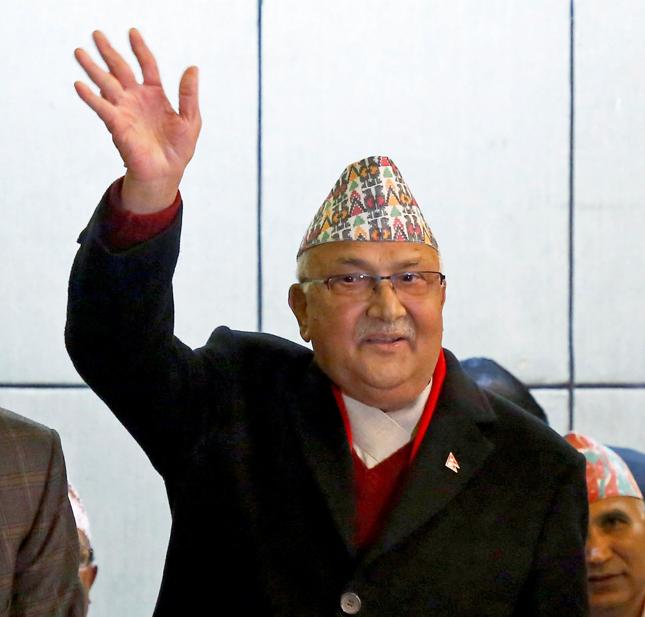 Premier Nepalu Khadga Prasad Sharma Oli, znany także jako K.P. Oli.