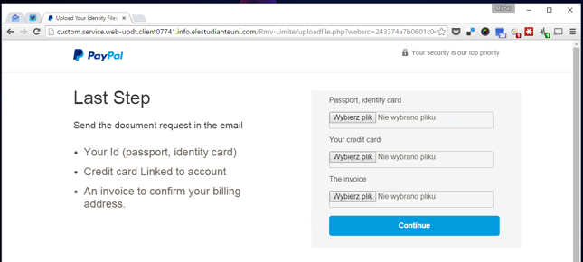 Podrobiony serwis PayPal