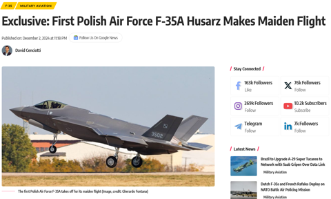 Pierwszy lot testowy polskiego myśliwca F-35A. "Husarz" wzbił się w powietrze