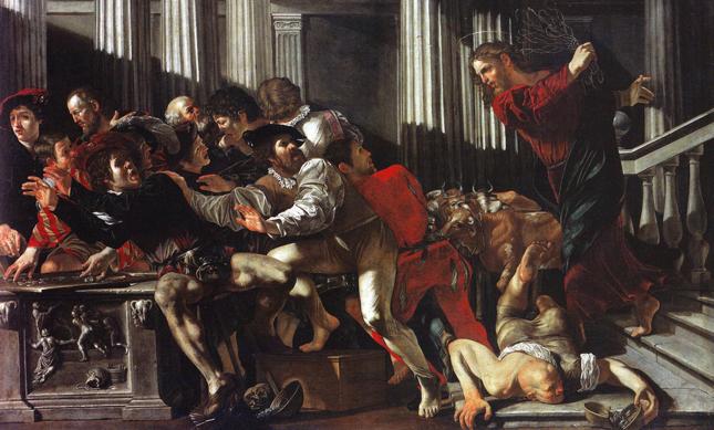 "Chrystus wypędzający bankierów ze Świątyni", Cecco del Caravaggio, 1610. 