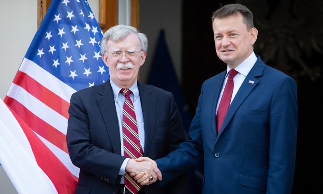 Spotkanie ministra obrony narodowej Mariusza Błaszczaka z doradca ds. bezpieczeństwa narodowego USA Johnem Boltonem.