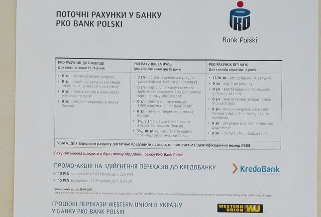 PKO Bank Polski w wybranych oddziałach dystrybuuje ulotki w języku ukraińskim