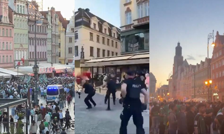 Angielsko-hiszpańska bitwa na wrocławskim rynku. Kibice przyjechali na finał Ligi Konferencji