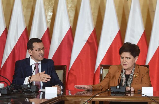 Premier Beata Szydło i wicepremier Mateusz Morawiecki