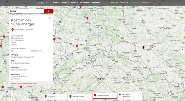 Pierwszy Supercharger Tesli w Polsce został uruchomiony na stacji Orlen koło węzła Kostomłoty