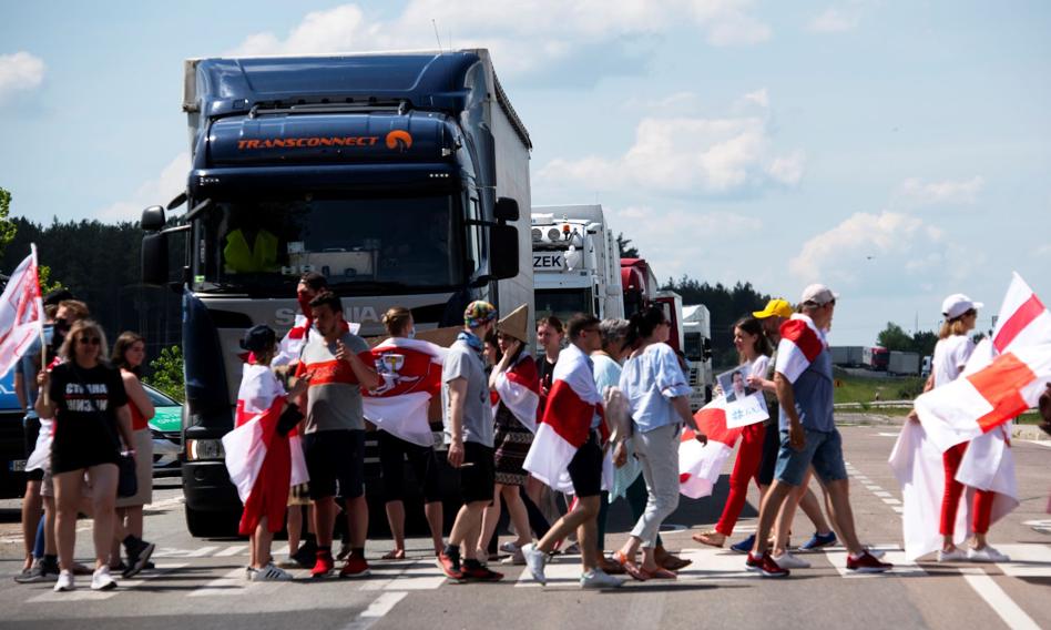 Kolejny protest Białorusinów w pobliżu przejścia granicznego