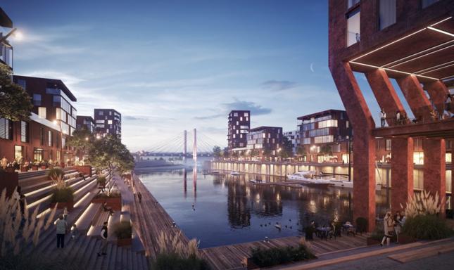 Port Popowice - inwestycja Vantage Development nad Odrą we Wrocławiu.