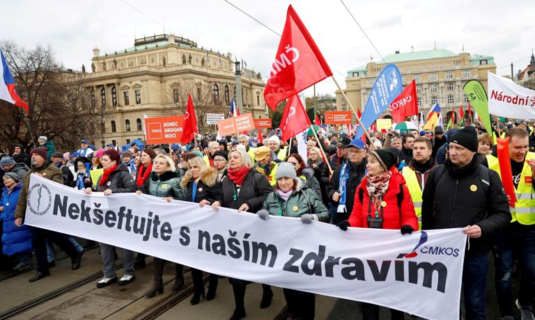 České odbory uspořádaly jednu z největších stávek v historii