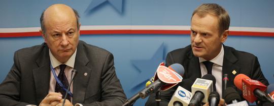 Premier Donald Tusk oraz minister finansów Jacek Rostowski