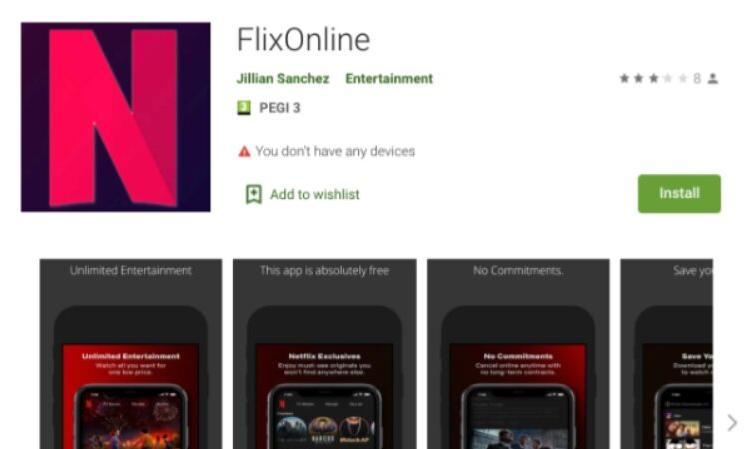 Fałszywa aplikacja Netfliksa w Google Play