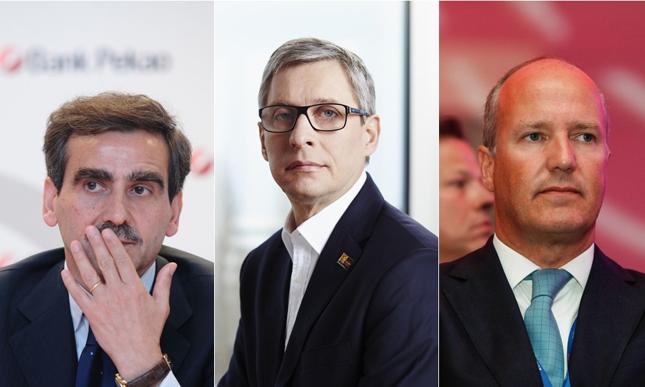 Luigi Lovaglio, były prezes Banku Pekao, Wojciech Sobieraj, były prezes Alior Banku i Joao Bras Jorge, obecny prezes Banku Millennium