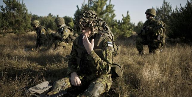 Poligon Drawski, żołnierze estońscy podczas ćwiczeń w terenie, 2013.