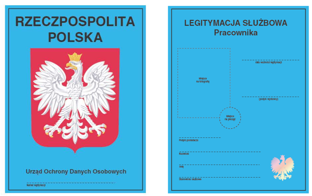 Wzór legitymacji służbowej pracownika UODO